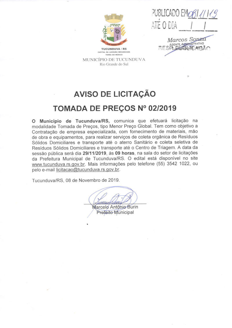 AVISO DE TMP Nº 02_2019 COLETA E TRANSPORTE DE RESÍDUOS  